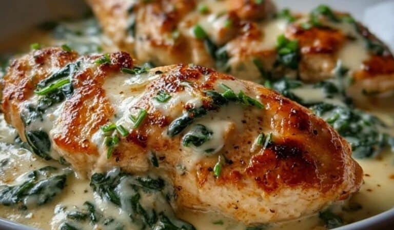 Creamy Chicken Florentine with Spinach in Garlic Parmesan Sauce