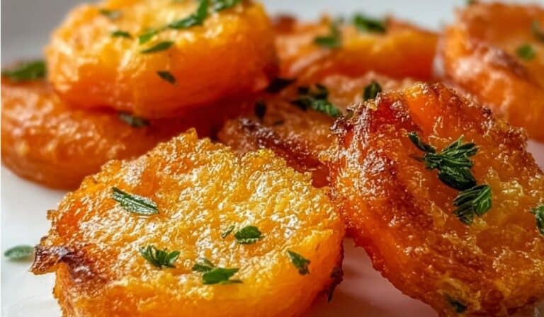 Crispy Smashed Carrots served golden brown with herbs on top
