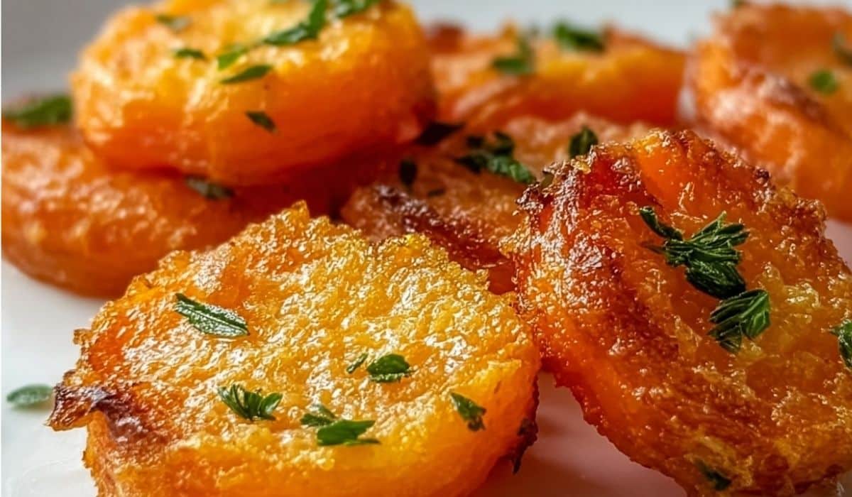 Crispy Smashed Carrots served golden brown with herbs on top