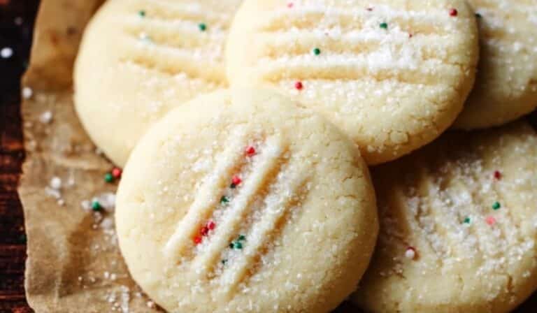 Buttery shortbread cookies with festive sprinkles