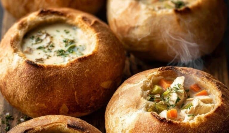 Featured image of homemade bread bowls served with soup