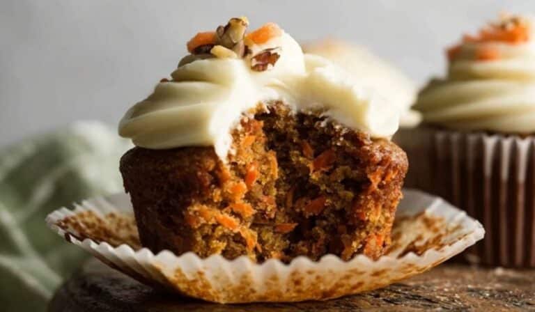 Featured Simply Carrot Cake Cupcakes on rustic wood