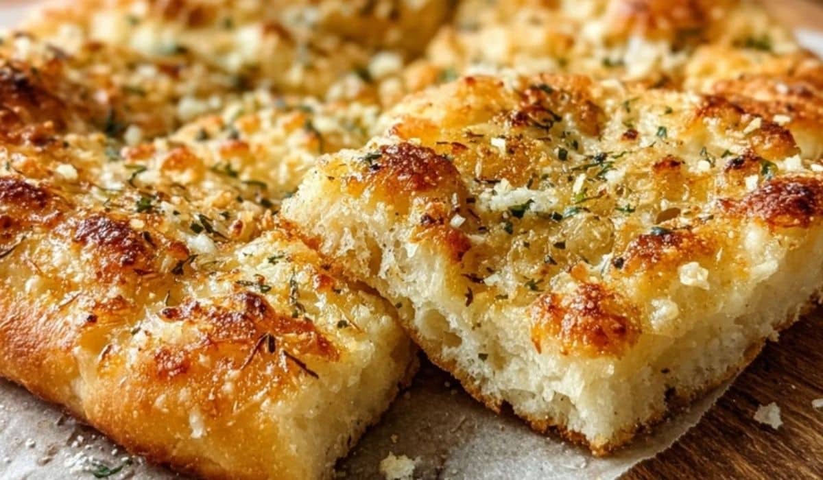 Crispy and Cheesy Garlic Parmesan Focaccia Bread"