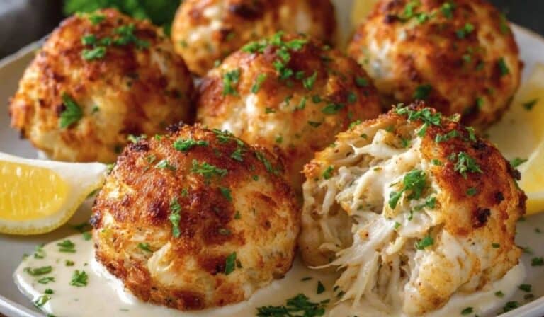 Baked Crab Bombs Recipe served with lemon and parsley