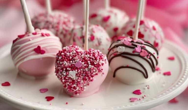 Valentine’s Day Oreo Pops on a decorative plate, ready to serve